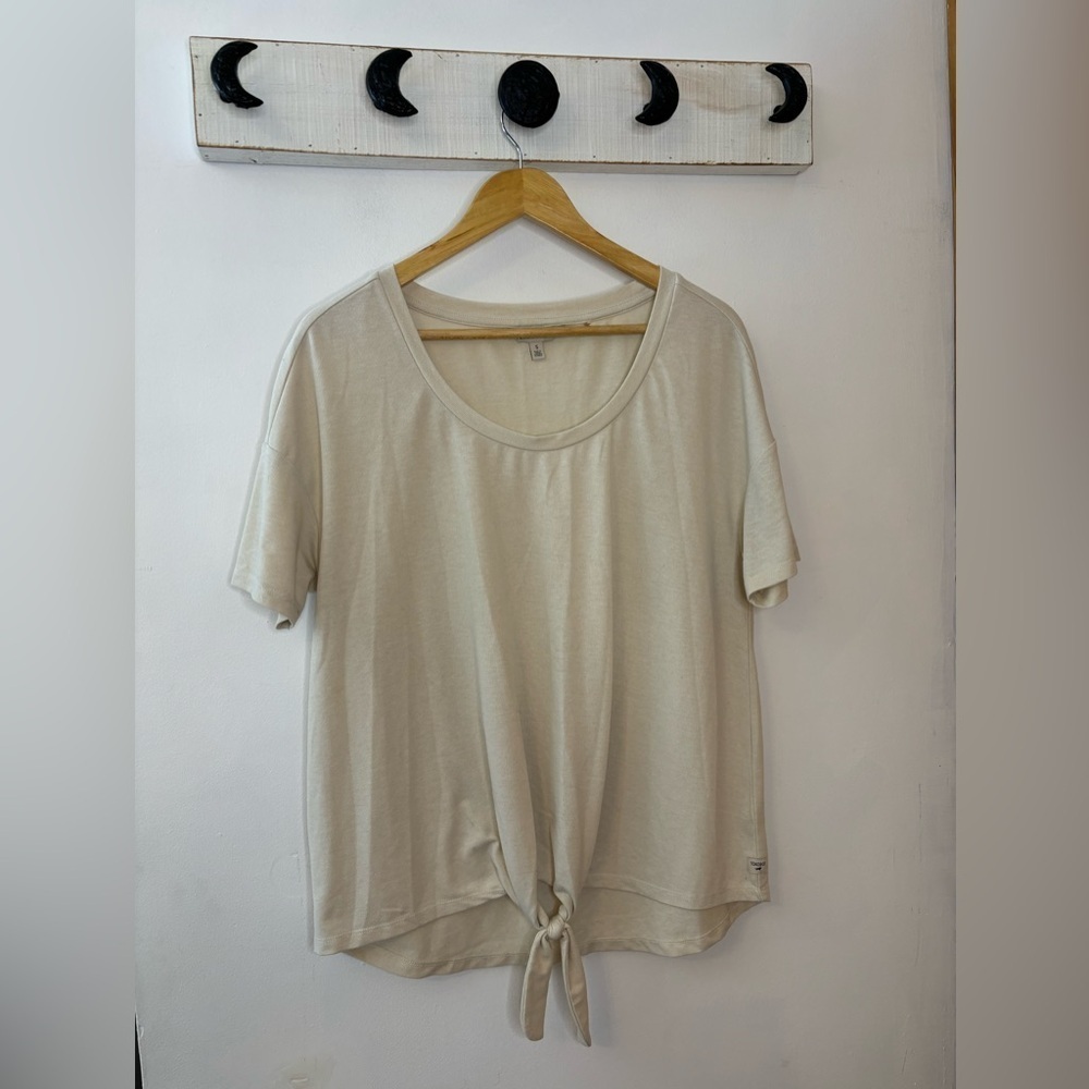 Toad & Co Piru Cream Tie-Front Hemp Short Sleeve Top